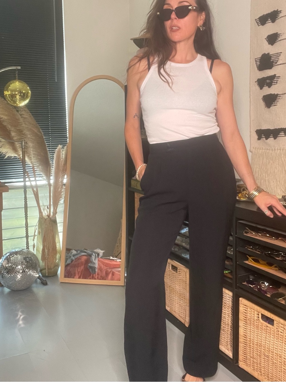 Vintage Dolce and Gabbana Classic High-Rise Wide-Leg Pants in Black